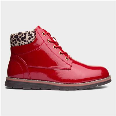 Naomi Womens Red Patent Ankle Boot