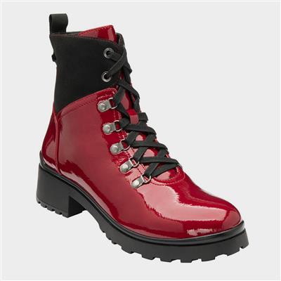 Alder Womens Red Patent Ankle Boots