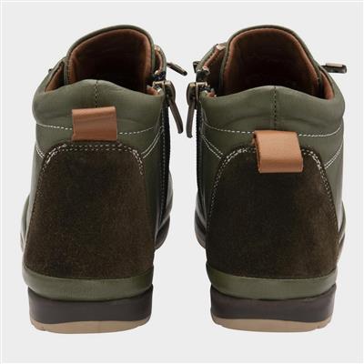 Frida Womens Khaki Tan Leather Ankle Boot