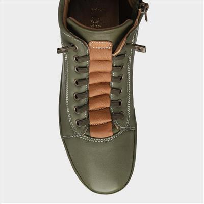 Frida Womens Khaki Tan Leather Ankle Boot