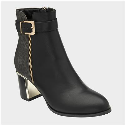 Monica Womens Black Heeled Ankle Boot
