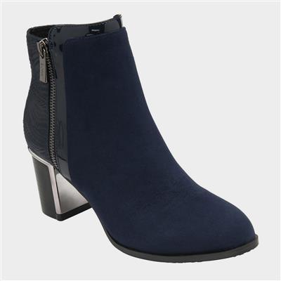 Rebecca Womens Navy Heeled Ankle Boot