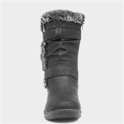 Womens Black Faux Fur Calf Boot