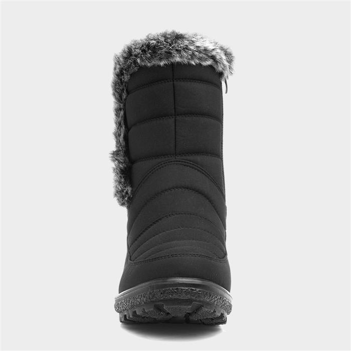 Womens Black Faux Fur Zip Up Boot