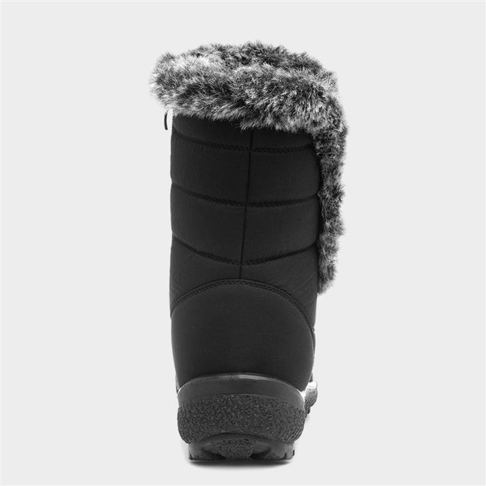 Womens Black Faux Fur Zip Up Boot