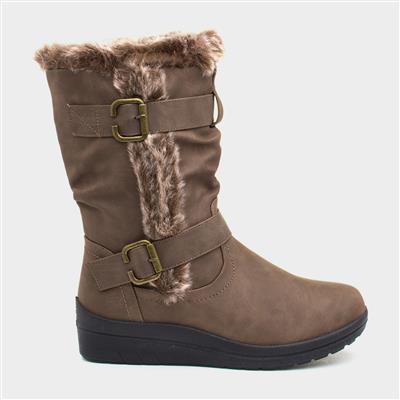 Jo Womens Brown Faux Fur Calf Boot