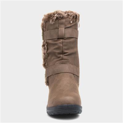 Jo Womens Brown Faux Fur Calf Boot