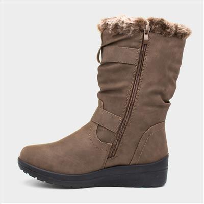 Jo Womens Brown Faux Fur Calf Boot