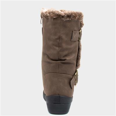 Jo Womens Brown Faux Fur Calf Boot