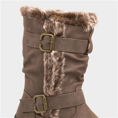 Jo Womens Brown Faux Fur Calf Boot