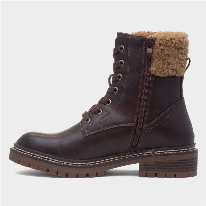 Skye Womens Brown Lace Up Boot