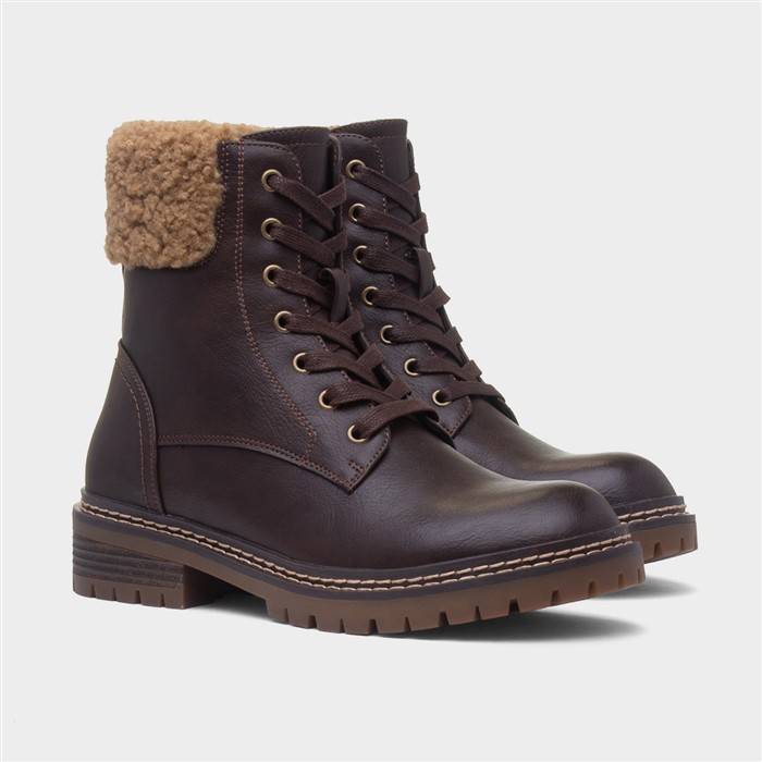 Skye Womens Brown Lace Up Boot