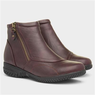 Stacey Womens Dark Red Ankle Boot