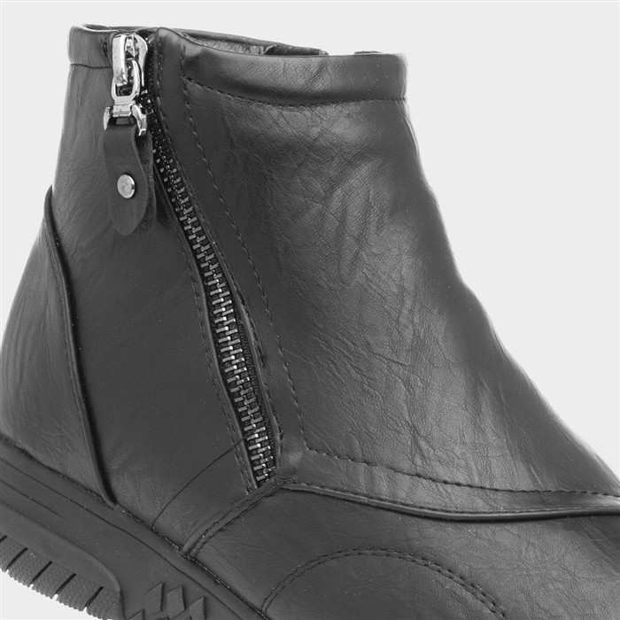 Stacey Womens Black Zip Up Ankle Boot