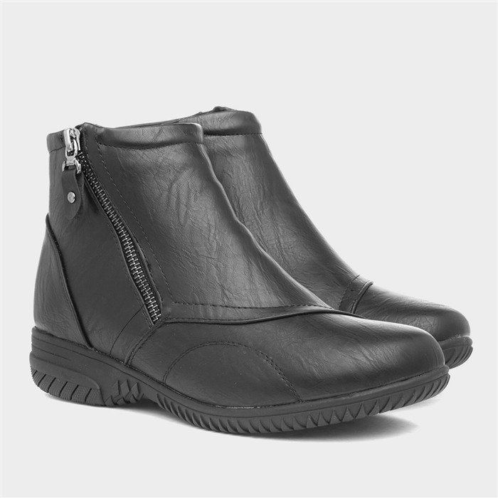 Stacey Womens Black Zip Up Ankle Boot