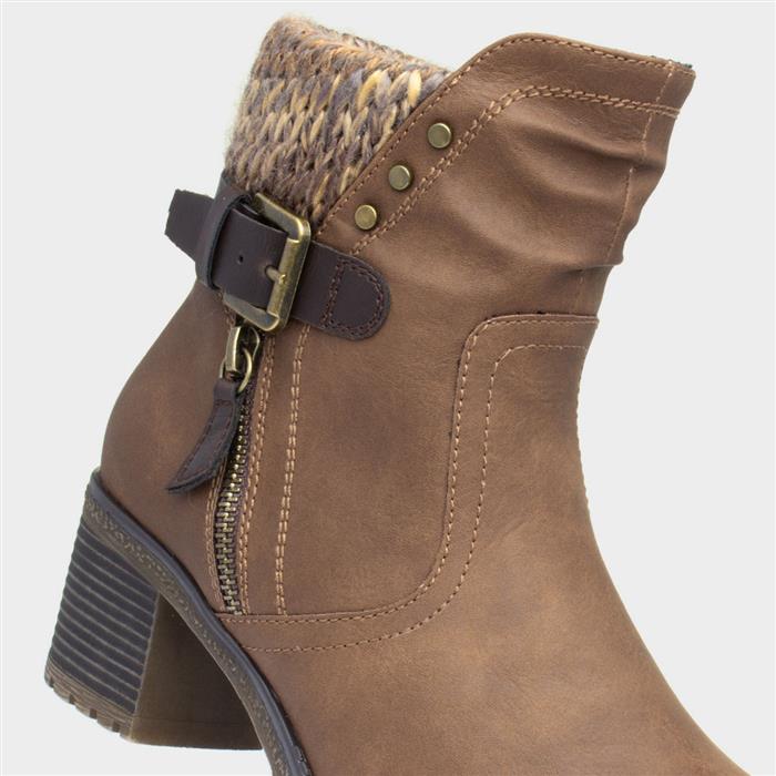 Tracey Womens Tan Ankle Heeled Boot