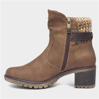 Tracey Womens Tan Ankle Heeled Boot