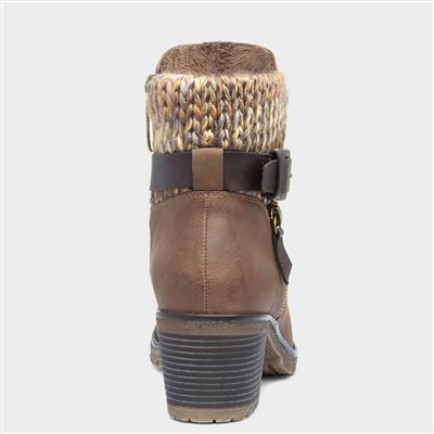 Tracey Womens Tan Ankle Heeled Boot