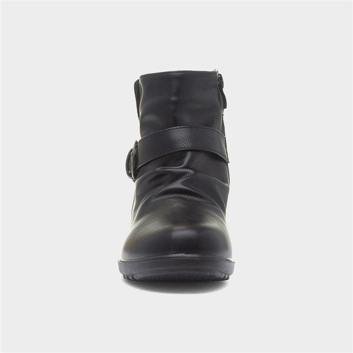 Womens Black Knitted Collar Wedge Boot