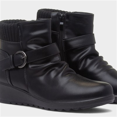 Womens Black Wedge Boots