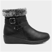 Softlites Julia Womens Black Fur Collar Ankle Boot (Click For Details)