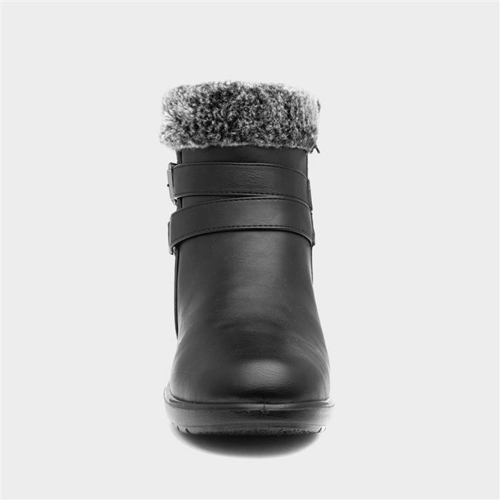 Women's Black Faux Fur Ankle Boots