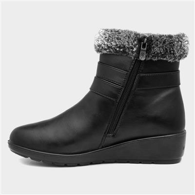 Women's Black Faux Fur Ankle Boots