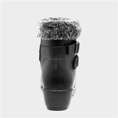 Women's Black Faux Fur Ankle Boots