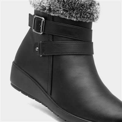 Women's Black Faux Fur Ankle Boots