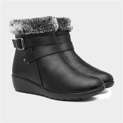 Women's Black Faux Fur Ankle Boots
