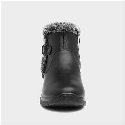 Womens Black Faux Fur Ankle Boot