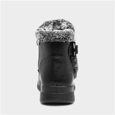 Womens Black Faux Fur Ankle Boot