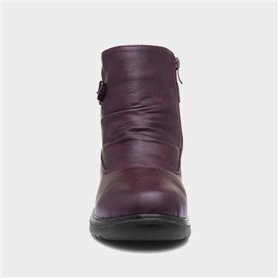Womens Purple Buckled Ankle Boot