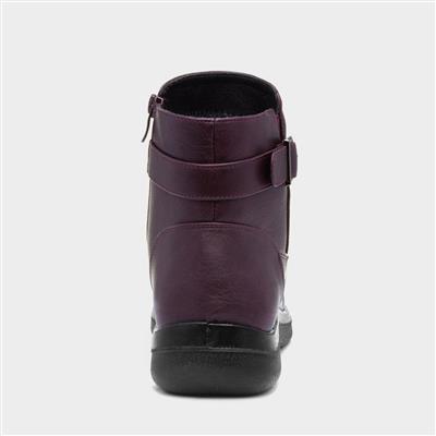 Womens Purple Buckled Ankle Boot