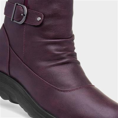 Womens Purple Buckled Ankle Boot