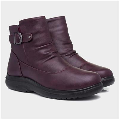 Womens Purple Buckled Ankle Boot