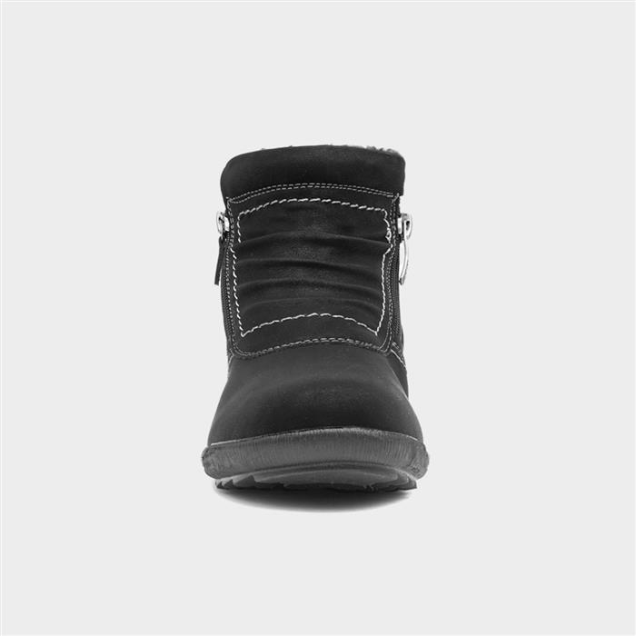 Alicia Womens Black Faux Fur Ankle Boot