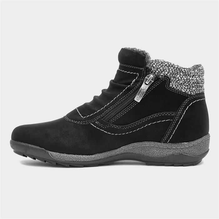 Alicia Womens Black Faux Fur Ankle Boot