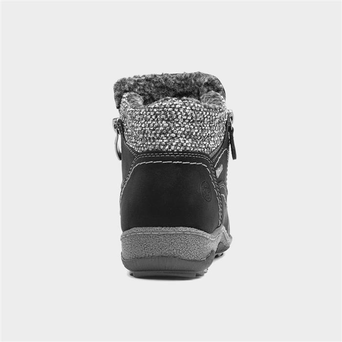 Alicia Womens Black Faux Fur Ankle Boot