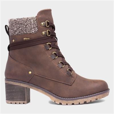 Stacey Womens Brown Heeled Boots