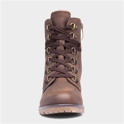 Stacey Womens Brown Heeled Boots