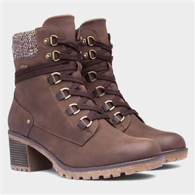 Stacey Womens Brown Heeled Boots