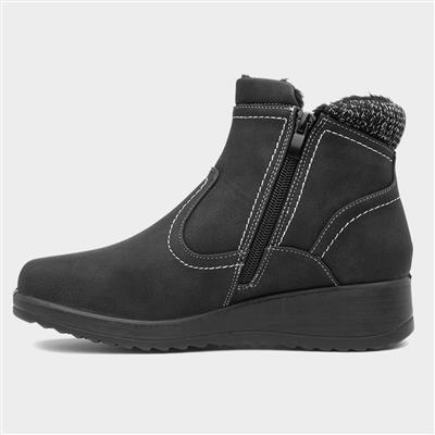 Womens Black Warm Lined Ankle Boot