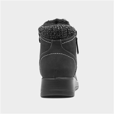 Womens Black Warm Lined Ankle Boot