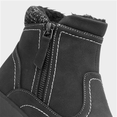Womens Black Warm Lined Ankle Boot