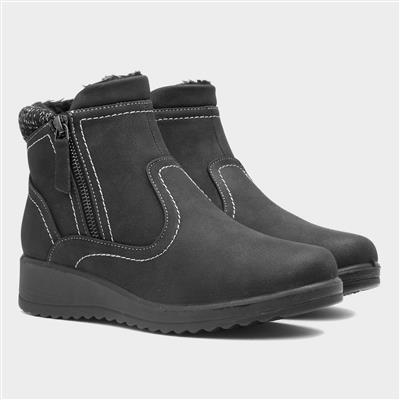 Womens Black Warm Lined Ankle Boot