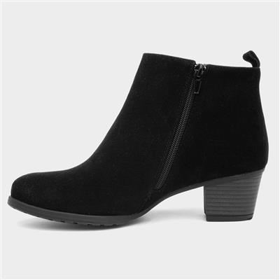 Womens Black Heeled Tassel Ankle Boot
