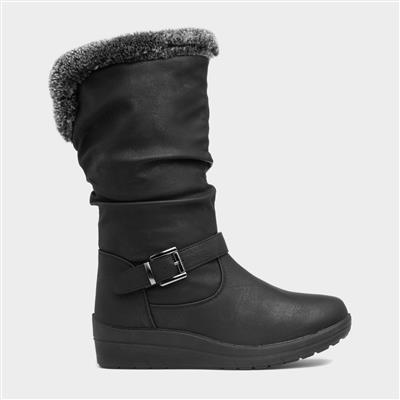 Jenny Womens Black Fur Lined Boot