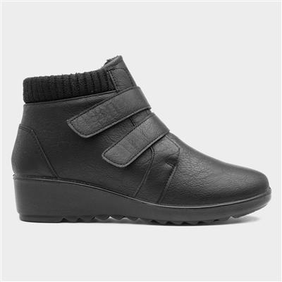 Janet Womens Black Easy Fasten Boot