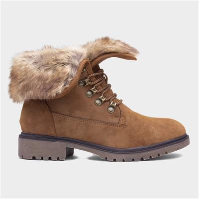 Valerie Womens Tan Faux Fur Boot